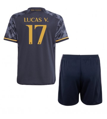 Real Madrid Lucas Vazquez #17 Koszulka Wyjazdowych Dziecięca 2023-24 Krótki Rękaw (+ Krótkie spodenki)
